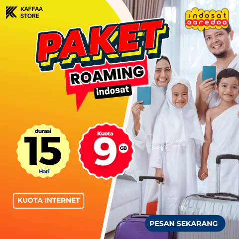 Paket Roaming Umroh INDOSAT 9 Gb | 15 hari - Toko Kaffaa