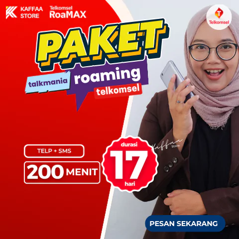 Paket Roaming Telkomsel | TALKMANIA | 200 Menit | 17 Hari - Toko Kaffaa