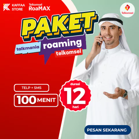 Paket Roaming Telkomsel | TALKMANIA | 100 Menit | 12 Hari - Toko Kaffaa
